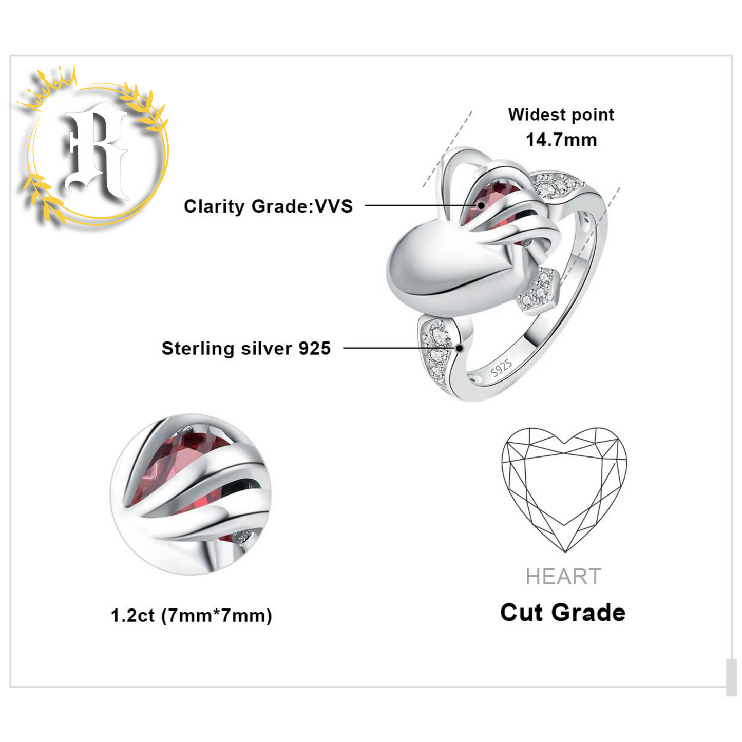 Love Heart Ring- Sterling Silver By Robinhood Jewelry