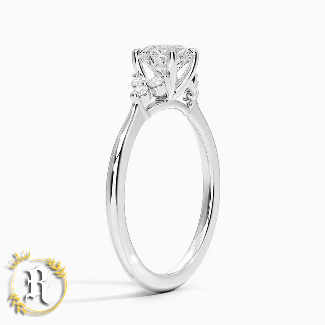 1CT Round Solitaire Moissanite with Cluster Accent by Robinhood Jewelry