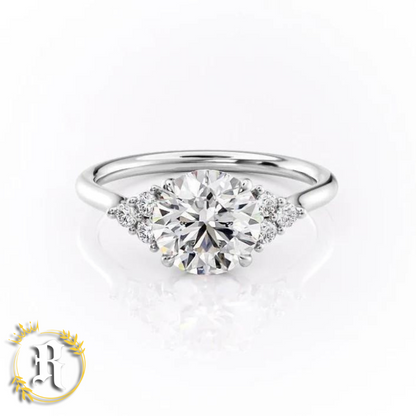 1CT Round Solitaire Moissanite with Cluster Accent by Robinhood Jewelry