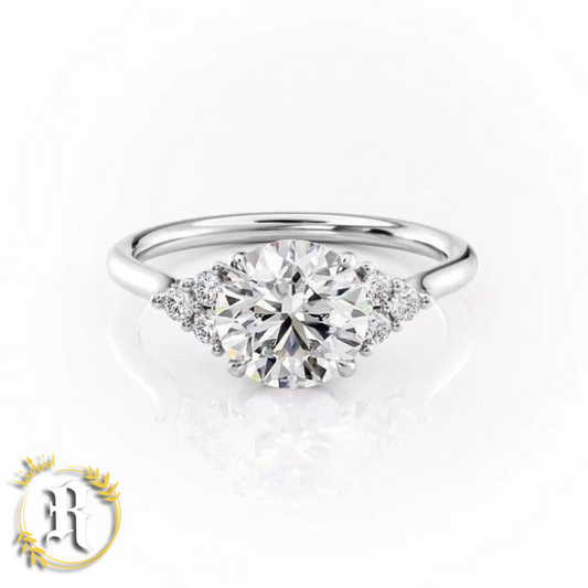 1CT Round Solitaire Moissanite with Cluster Accent by Robinhood Jewelry