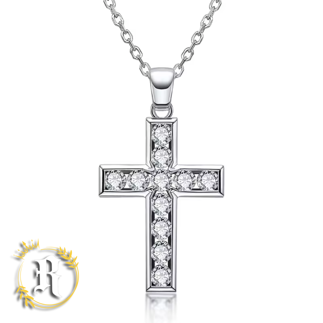 Moissanite Framed Cross Necklace- Sterling Silver By Robinhood Jewelry