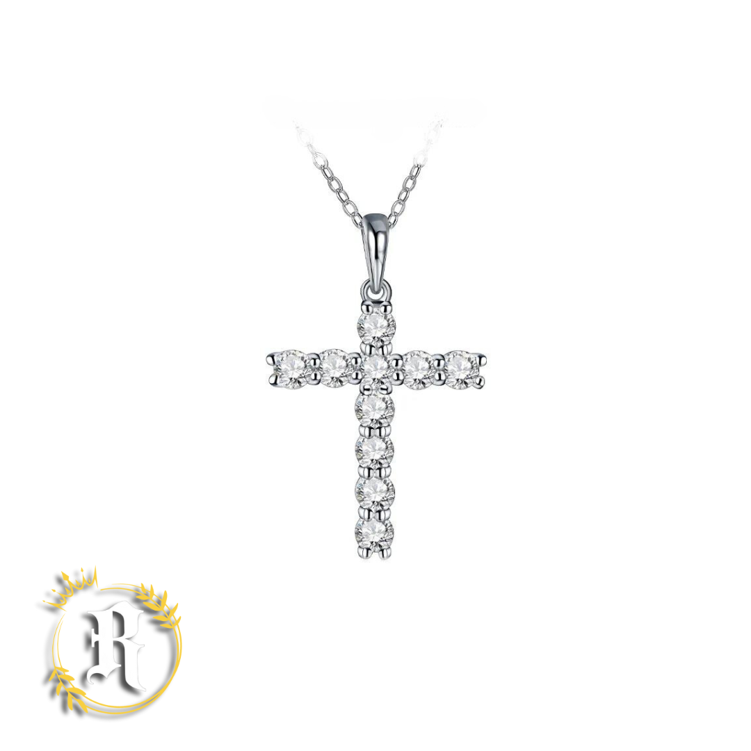 Moissanite Cross Necklace- Sterling Silver By Robinhood Jewelry