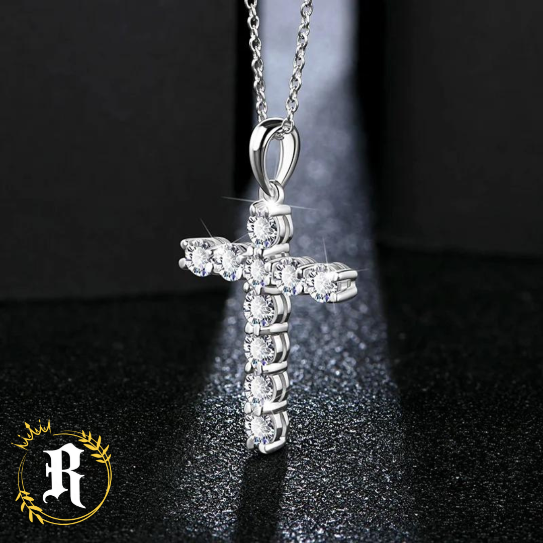 Moissanite Cross Necklace- Sterling Silver By Robinhood Jewelry