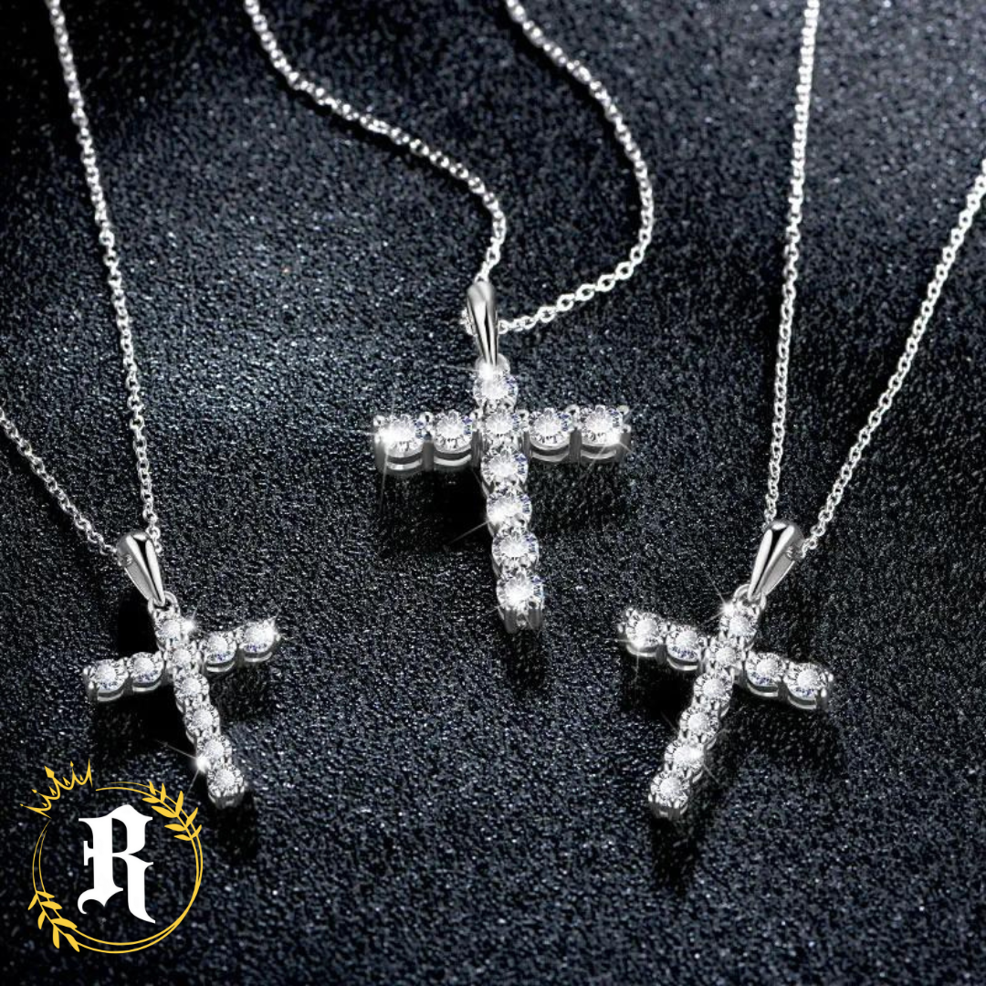 Moissanite Cross Necklace- Sterling Silver By Robinhood Jewelry