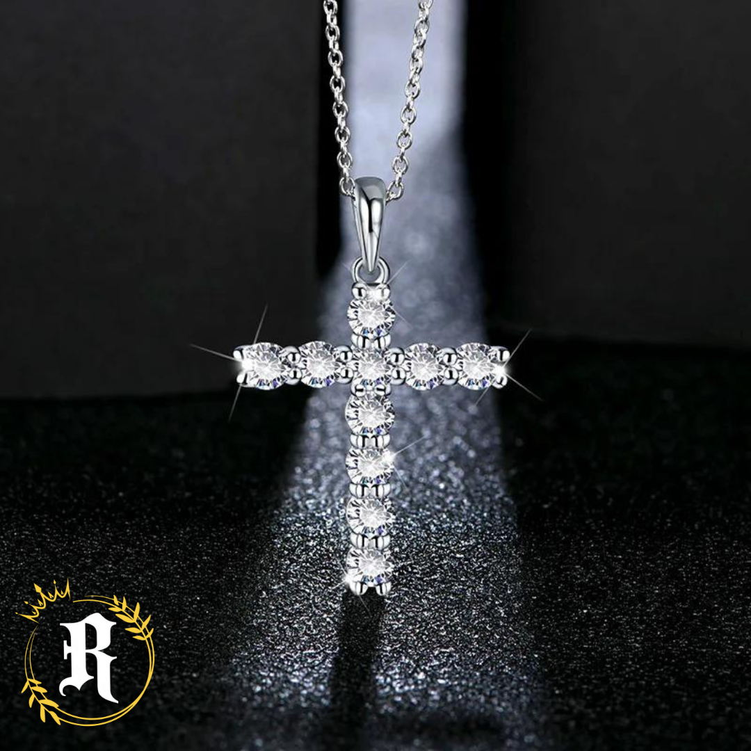 Moissanite Cross Necklace- Sterling Silver By Robinhood Jewelry